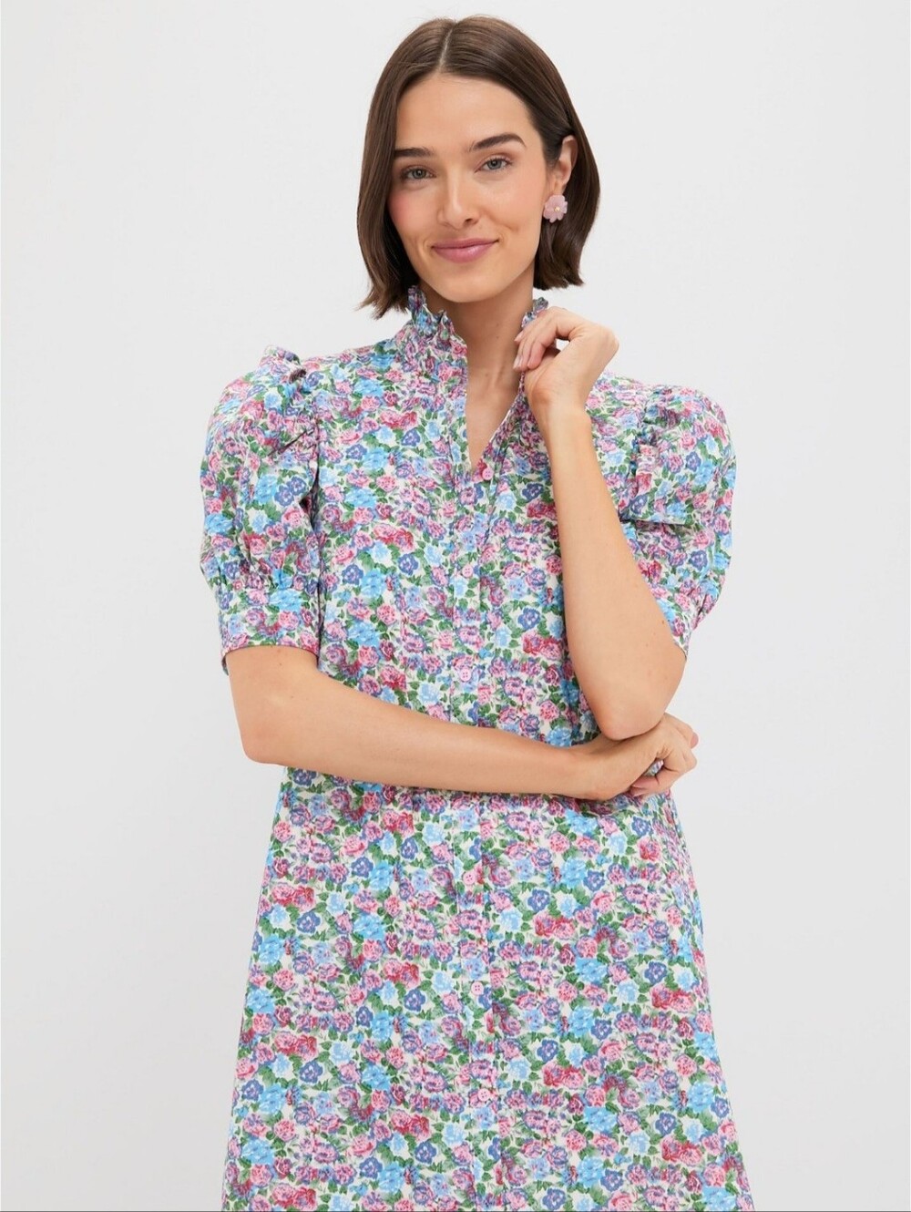 Hyacinth House Louisa Dress Floral Puff Short Sleeve XS